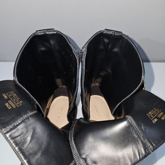 NEW Stuart Weitzman Luxering Moto Boot Womens 7 Black Leather Biker Designer - Picture 9 of 14